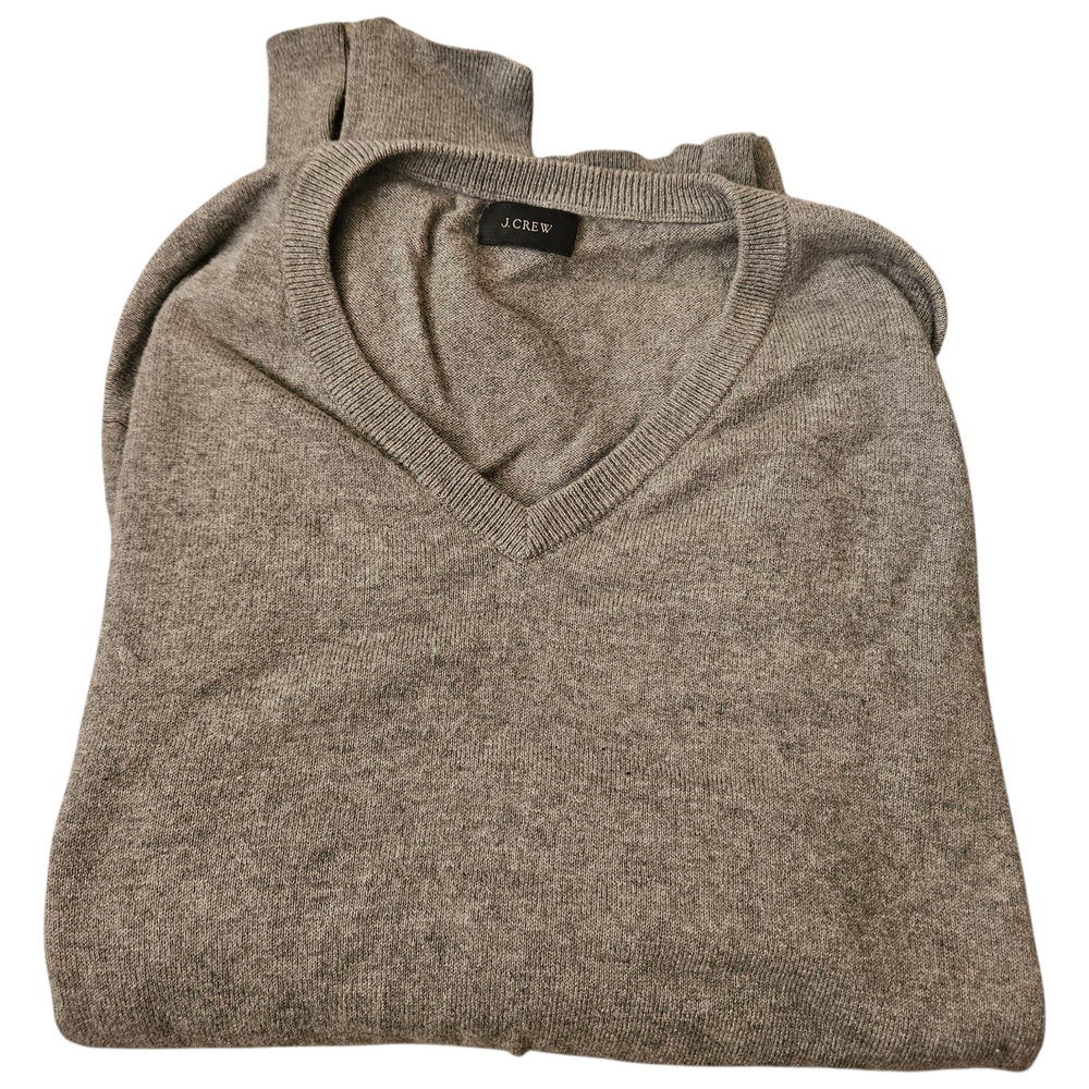 J. Crew Men's Gray V-Neck Sweater Large